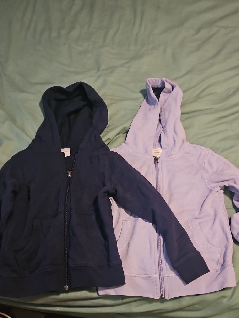 2 Hanna Andersson Kids Zip Hoodies - Navy and Light Lavender - Size 5 (110)